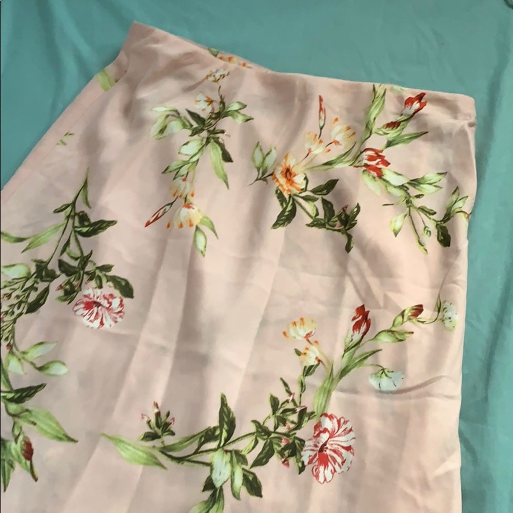 Satin Floral Midi Skirt